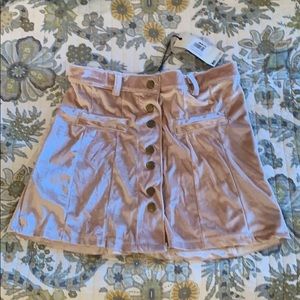 NWT light pink velvet button up skirt